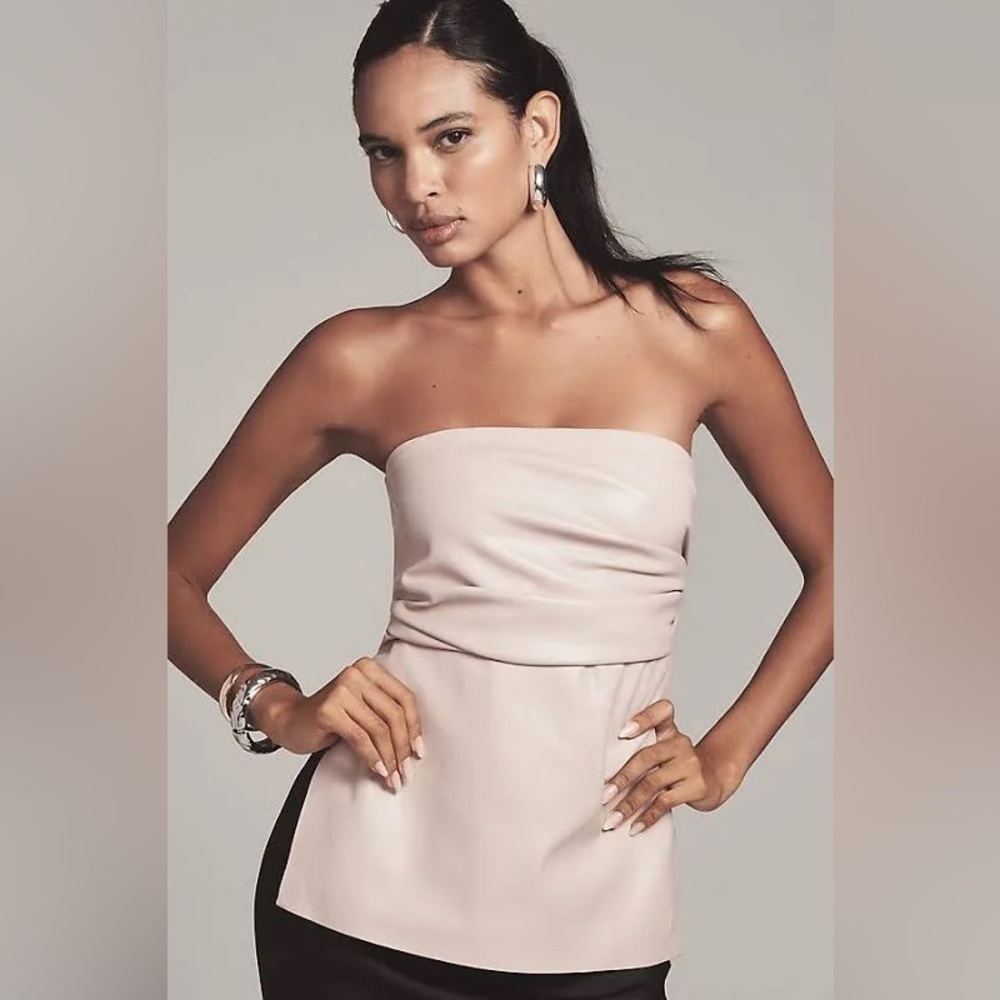 NWT Revolve LAMARQUE JUNE faux leather strapless top (first pic true color) XS